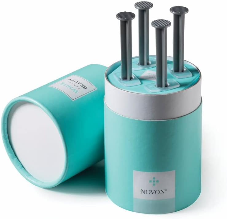 White Dental Beauty Teeth Whitening Kit; 4 Syringes of 3 ml Teeth Whitening Gel Powered by NOVON® Technology. Includes Kit, Boil & Bite Whitening Trays, and Case (16% Carbamide Peroxide)