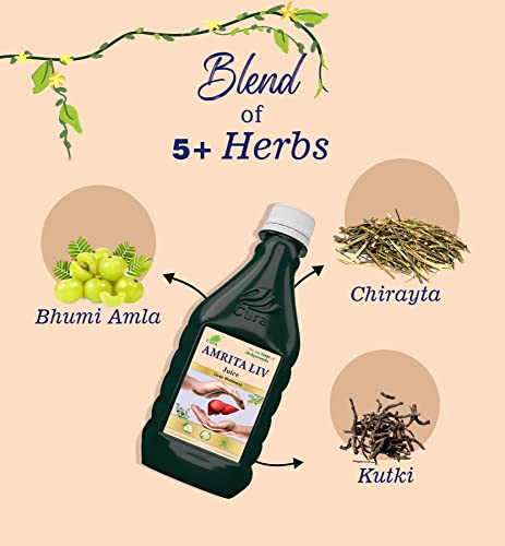CURA AMRITA LIV RAS II Clinically Researched Therapeutic Ingredients II Richness of Bhumi Amla, Chirata, Kalmegh, Kutki II Liver detox II 500ML