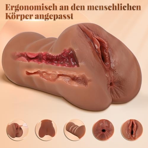 3-in-1 Realistische Masturbatoren für Männer – Masturbator Set mit Mini KI-Interaktivem Vibrator & Penisringen, Weiche Flüssigsilikon, Sex Spielzeug für Männer & Paare