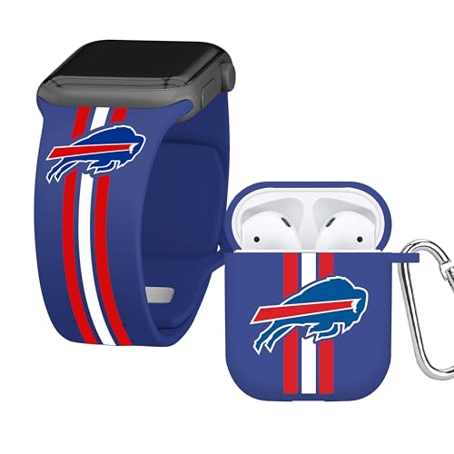 Game Time Buffalo Bills HD Combo Package Compatible with Apple Watch and AirPods Gen 1&2 (38/40/41mm Short)