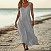 Women Summer Casual Dress Sleeveless Flowy Loose Fit Beach Vacation Sundress Solid Color Maxi Dress Fashion Outfits S-2XL