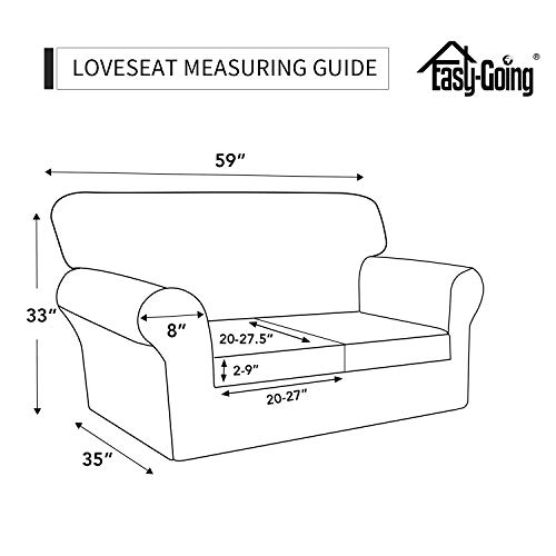 Image of Easy-Going 3 Pieces Stretch Soft Couch Cover for Dogs - Washable Sofa Slipcover for 2 Separate Cushion Couch - Elastic Furniture Protector for Pets, Kids (Loveseat, Black, Medium)