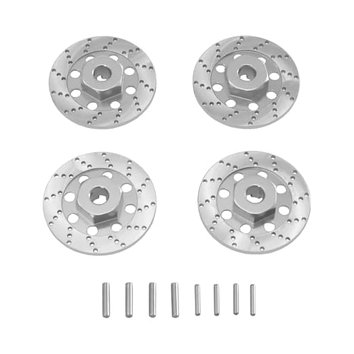 Adaptateur hexagonal 12mm et disques frein métal RC 1/12 1/14 1/16 argent