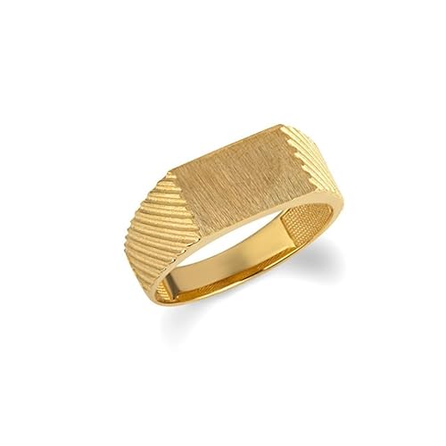 10K Yellow Gold Rectangle Striped Signet Ring - Size 9-1/4