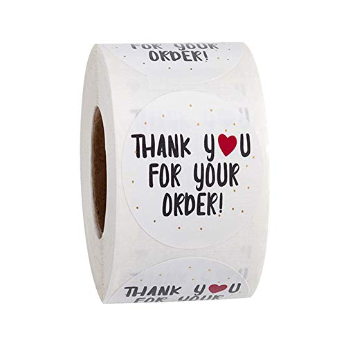 jeerbly Lot de 500 autocollants ronds de remerciement fabriqués à la main avec inscription « Thank You » Cover
