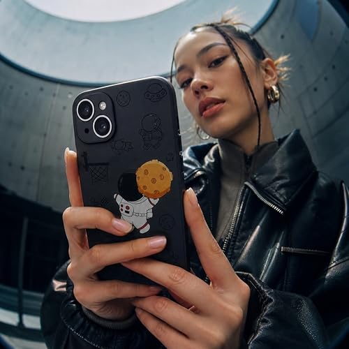 Image of Cosmic Silicone Astronaut Case for iPhone 13 Mini, Cute Soft Touch Designer Protective Cover, AstroShield Shockproof Defense with Matte Anti-Slip Grip | Astro Midnight