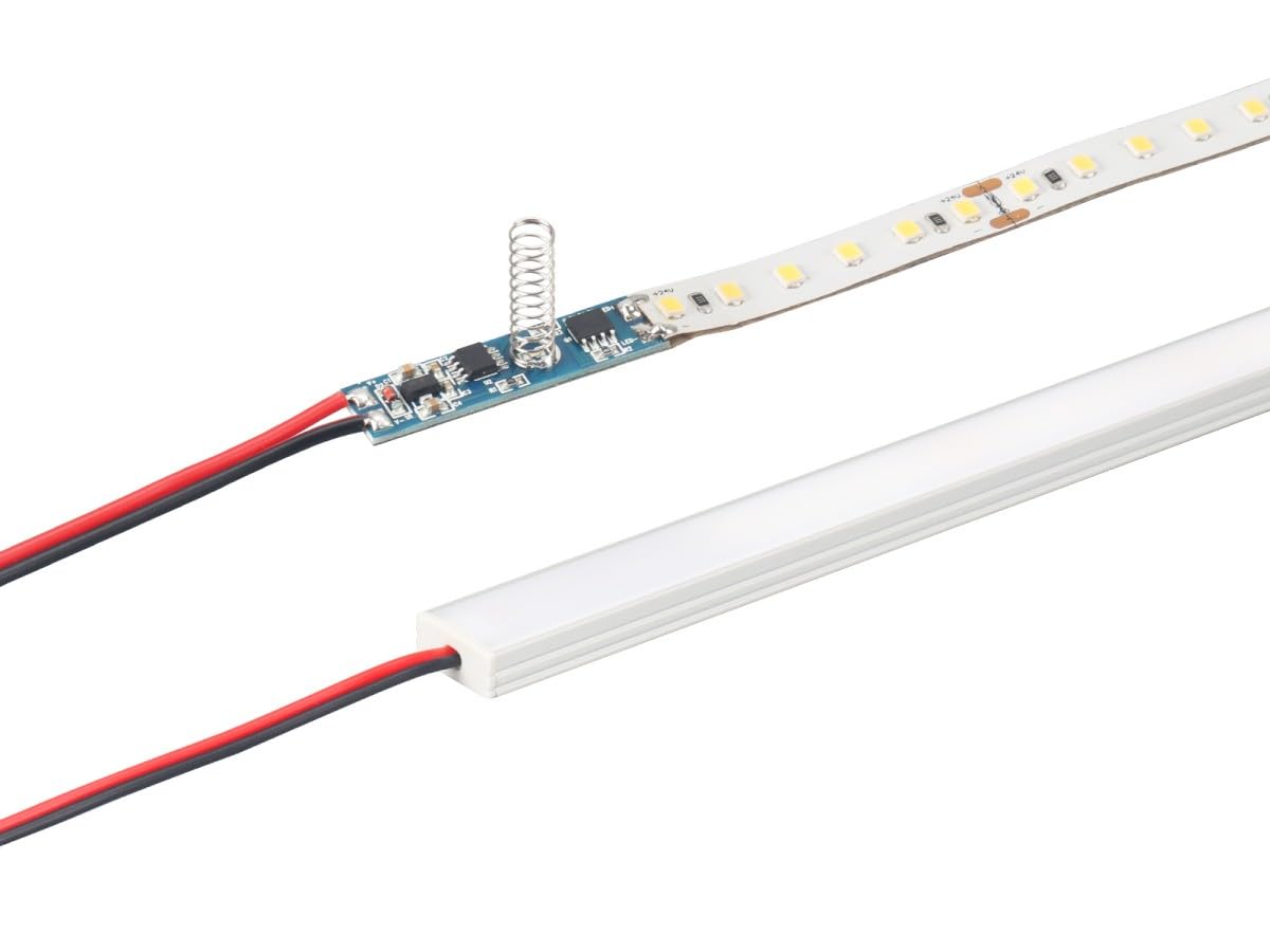 ZOREI Dimmer Touch LED para perfil de aluminio, con memoria incluso después de corte de corriente, 12 V, 24 V, 4 A, tamaño 40 x 10 x 2 mm (2)