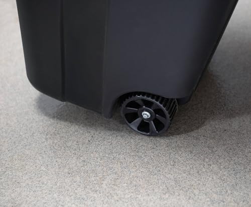 Caneca de basura plástica negra con ruedas 32 gal miniatura 3
