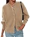 PRETTYGARDEN Cardigan for Women 2026 Fall Fashion Long Sleeve Trendy Button Down Work Office Sweaters Cute Winter Jacket (Khaki,Medium)