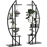 MELLCOM 5 Tier Metal Plant Stand Rack of 2 Indoor Multiple Stand Holder Shelf Planter Display for Patio Garden, Living Room, Balcony and Bedroom