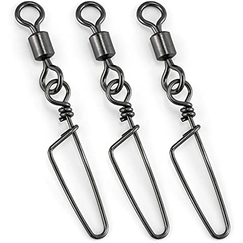 Alwonder 30pcs Rolling Fishing Swivel With Coastlock Snap Carbon Steel Hook Connector Rig Fishing Tackle 35kg Cover