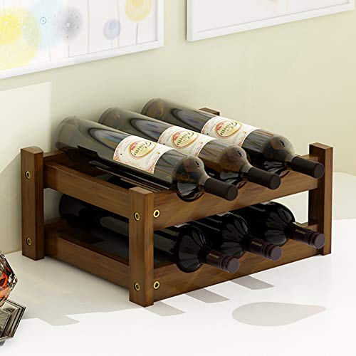 Soporte apilable para botellas de vino de bambú natural miniatura 3