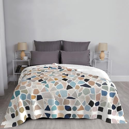 Couverture polaire marbré pastel haut de gamme et douillette pour lit