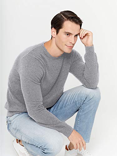 State Cashmere Essential Crewneck Sweater - Long Sleeve Pullover For Men Made With 100% Pure Cashmere Sourced From Inner Mongolia Goats - Soft, Lightweight & Versatile - (Pale Charcoal, Small) #TOP4