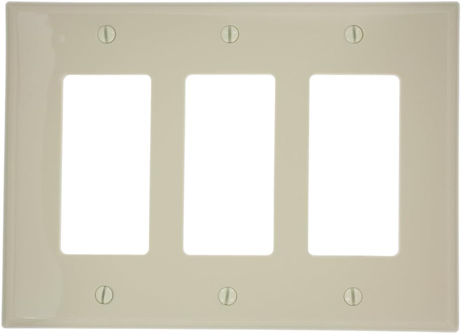 Leviton 3-Gang Decora/GFCI Wallplate, Midway Size, PJ263-GY, Gray