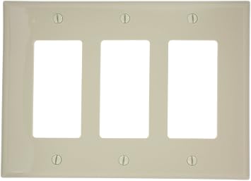 Leviton 3-Gang Decora/GFCI Device Wallplate, Midway Size, PJ263-I, Ivory