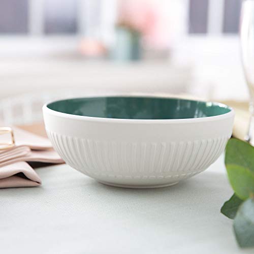 Villeroy & Boch It's My Match Green Rice Bowl : Blossom, 30 Oz, Premium Porcelain, White/Green #TOP2