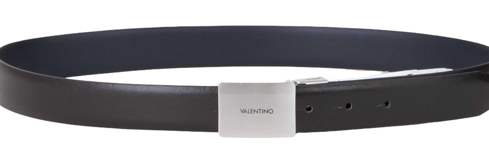 Valentino Cuir ceinture Litech Plaque Buckle Belt W105 Nero/Blu noir bleu marine raccourcissable réversible