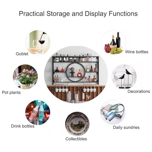 Étagère à vin murale moderne au design rond et finitions soignées en métal - 7