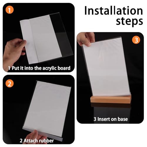 LDHHYH 5 Stück Tischaufsteller A5, A5 Aufsteller Holz, Werbeaufsteller mit Holzsockel, Tischständer T-Form Hochformat, Doppelseitig Schildhalter, Acryl Aufsteller für Restaurants,Büro, Cafe, Shop