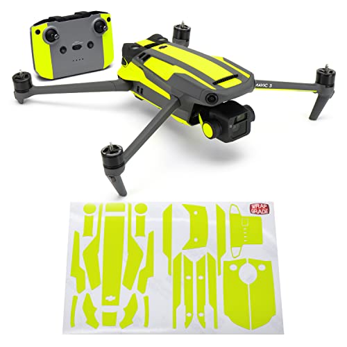 Image of WRAPGRADE Partial Skin Stickers for DJI Mavic 3 / Mavic 3 Classic Accent Color (NEON YELLOW)