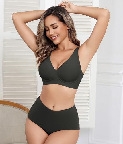 Image of Avidlove Wireless Bras for Women Comfortable Jelly Bra Deep V Seamless Bralette Full Coverage Padded Bralette Everyday