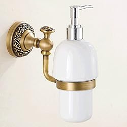 Dispensador De Jabon Antiguo CASEWIND Dispensador de jabón, Juego Antiguo, dispensador de jabón para Platos, latón, dispensador de Bomba con Botella, Montaje en Pared de cerámica, Pared Retro Vintage