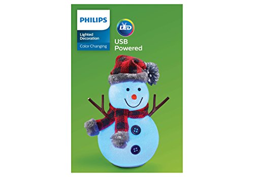 Philips Christmas USB Powered LED Glitter Snowman with Red & Black Plaid Hat and Scarf