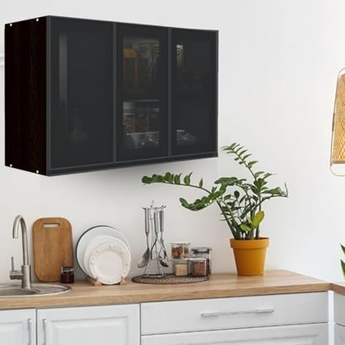 Image of SPECIALITY PANELS Multipurpose Cabinet with Modern Elegance Tinted Glass Wall Cabinet, Space Organizer for Office /Kitchen in (Flowery Wange, 3 Glass Shutter)