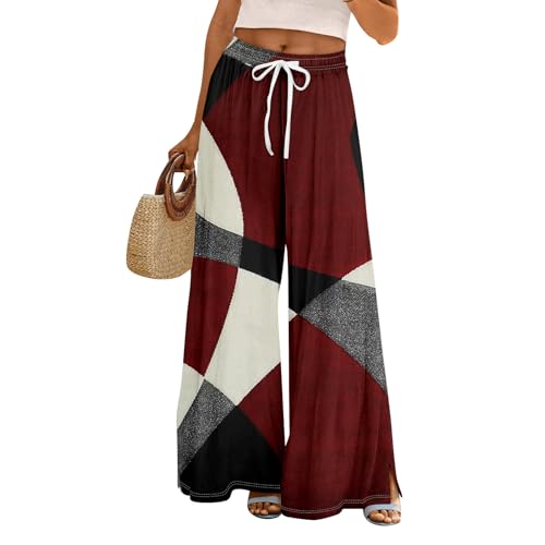 Pants Women Boho High Waist Wide Leg Fall Pants Casual Bohemian Lounge Vacation Palazzo Trousers with Pockets