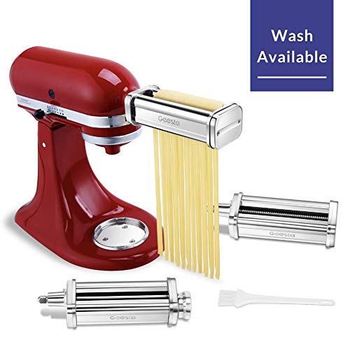 Geesta 3 Piece Pasta Roller and Cutter Attachment e for KitchenAid Mixers Wash