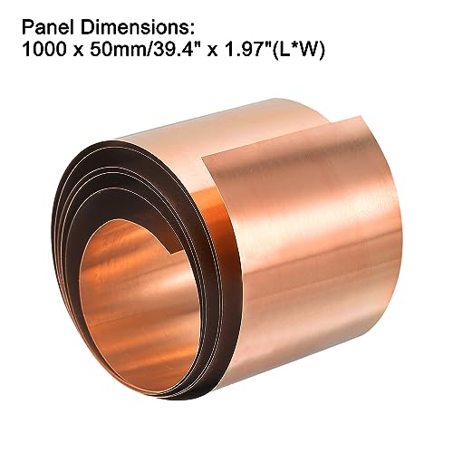 uxcell Copper Sheet Roll, Metal Foil Plate 1000mm x 50mm x 0.5mm