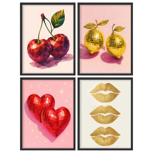 SIGNWIN Framed Poster Set Playful Glam Pop Art Fruit and