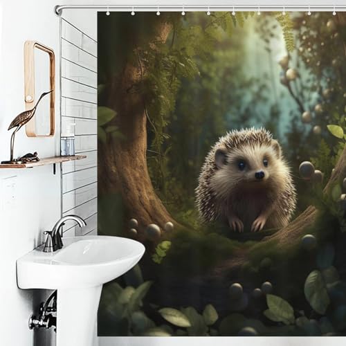 Rideau de douche hérisson en tissu polyester imperméable lavable 168x183cm - 6