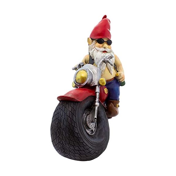 Biker Gartenzwerge Paar Auf Motorrad – Lustige Outdoor-Figuren Aus Harz, Wetterfest – Perfekt Für Garten Oder Balkon