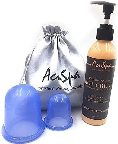 Cellulite Cream & Cellulite Cup - All Natural - Hot Cream is a Skin Tightening Firming Body Lotion and Muscle Relaxer- Anti Cellulite Cup is a Cellulite Remover- Silicone Suction Cup- Cuppping Therapy
