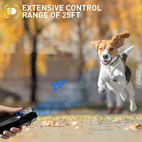Dog Barking Control Devices Dual Sensor Anti Barking Device With Training/Deterrent Modes Dog Whistle To Stop Barking Ultrasonic Dog Barking Deterrent With Led Flashlight 25 Ft Range Rechargeable #TOP4