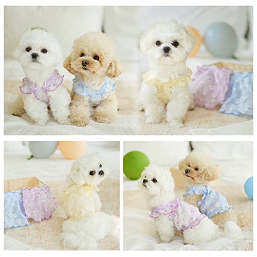 Harikaji 3Pcs Small Dog Dress Set, Dog Sweet Skirt For Small Dogs, Doggie Sundress Dog Heart Dress For Summer(S) #TOP3