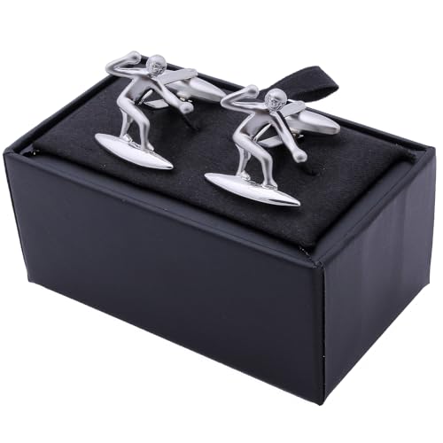 Mancuernillas plateadas para hombre con caja de regalo miniatura 5
