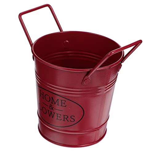 Yardwe Metal Flower Pot Iron Pastoral Style Handle for Garden Outdoor Home Decor Creative Planting Buckets for Balcony