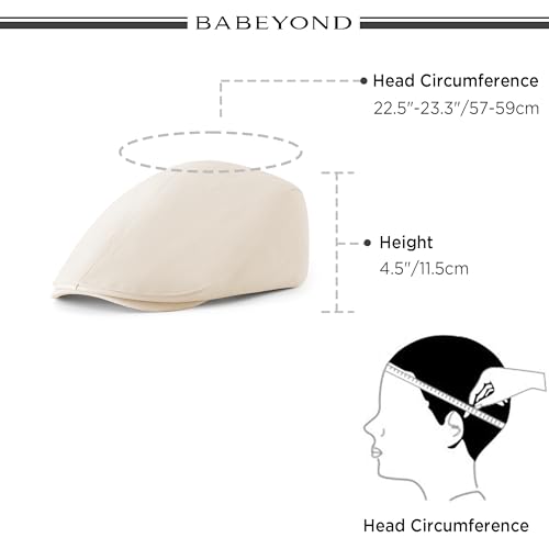 BABEYOND Herren Schiebermütze aus Baumwolle - Einstellbare Barett Baskenmütze Herren Gatsby Cap für Viele Gelegenheiten Geeignet Hellbeige