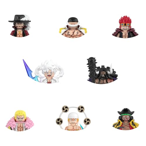 YJacuing 8PCS/Set 1.8\" Anime Mini Action Figures Building Blocks, Miniature Figurines Toys Cake Toppers (OP IV)