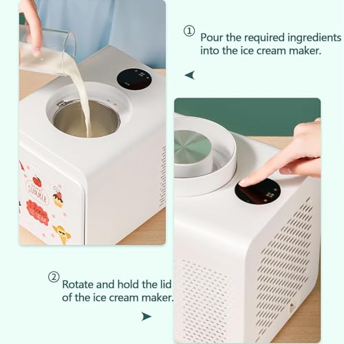 Eismaschine, 120W Frozen Yoghurt Sorbet Maker, Softeismaschine mit Touch-Steuerung, Frozen Yoghurt Sorbet Maker mit 1000ml Fassungsvermögen, Leicht zu reinigen, zur Herstellung von Eiscreme(White) – Bild 4