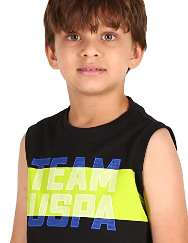 Image of U.S. Polo ASSN. Boy's Round Neck Regular Fit Brand Print Ikeb Muscle Tank - Pack of 1