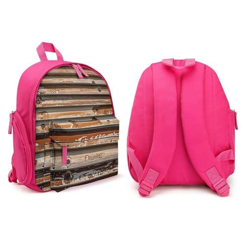Wooden Board Arrangement Backpack for Men Women, Durable Small Bookbag Lightweight Daypack for Travel, Hiking, Pink-style4