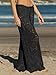 Saodimallsu Womens Crochet Beach Cover Up Pants Drawstring High Waist Sexy Sheer Mesh Knit Wide Leg Pant Beachwear Black