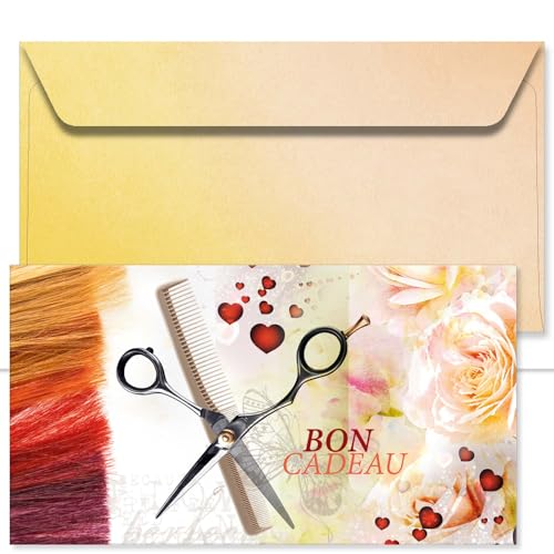Formulaires imprimés coiffeurs POS BON : 25 bons cadeaux à remplir avec enveloppe K1275F1-25-V1 de salon