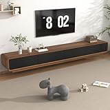 chartustriable 94.5' Minimalist Floating TV Stand for TVs up to 100 Inches, Modern Wall Mounted Media Console with 2 Drawers, Entertainment Center for Living Room, Black & Walnut