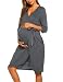 Ekouaer Maternity Labor Delivery Nursing Robe Hospital Bathrobe (Style1-Grey, Small)