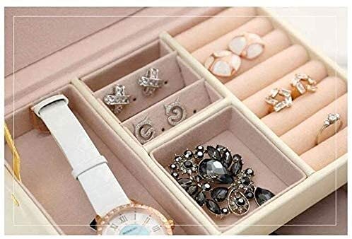 Pudełko na biżuterię, 3 Layer Jewelry Organizer Box With Lock Mirror PU Leather Jewelry Storage Case Multicolor(Black)
